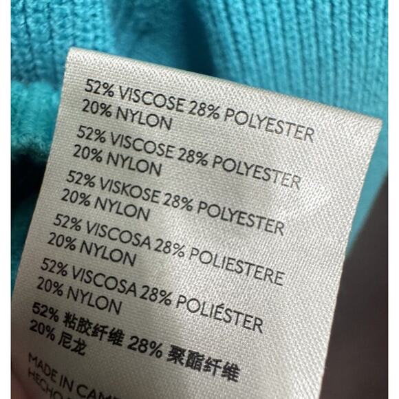 Free People Sweater Medium Womens Slouchy Ribbed Oversized Turquoise Minimalist - Picture 8 of 10